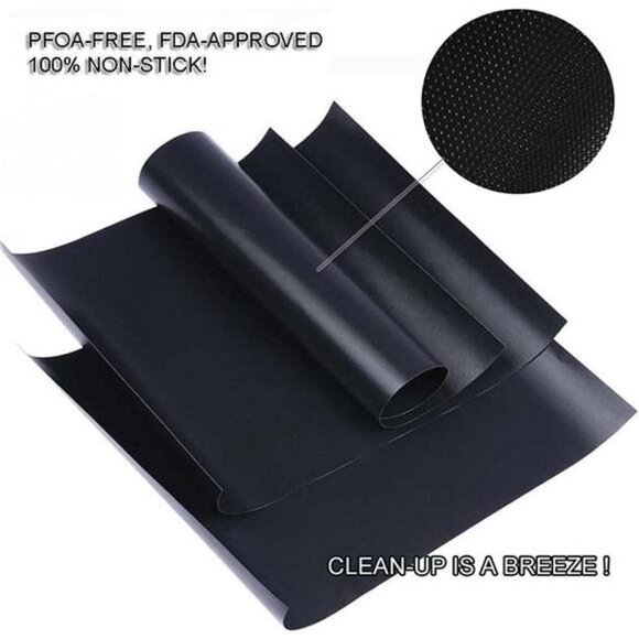 Set of 6-100% Non-Stick BBQ Grill Mats, Heavy Duty - 15.75 x 13-Inch, Black - Picture 2 of 6